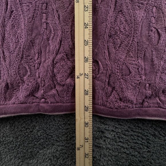 COOGI Australia Sweater Purple Short Sleeve XL Long 3D Knit Pullover Adult Uni - Picture 3 of 16